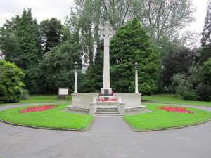 Remembrance Sunday service at cenotaph Altrincham