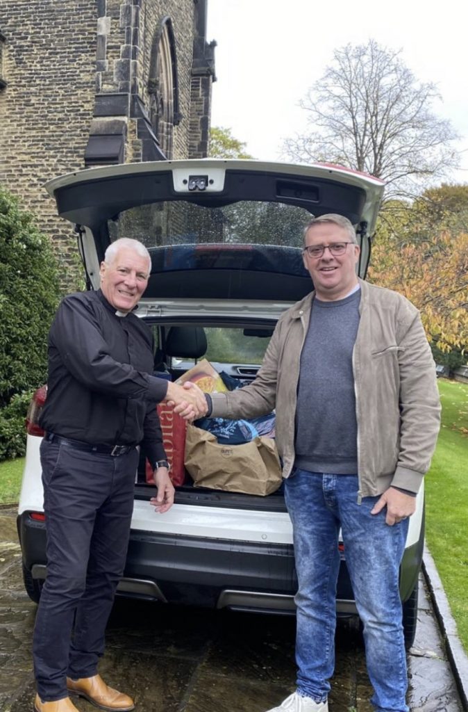 Church donations from harvest festival service